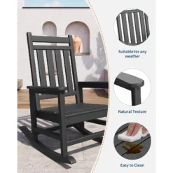 Poly Lumber HDPE Rocking Adirondack Chair Outdoor Weather Resistant Wide Backrest 380LB Capacity Patio Garden -House Beautiful GUEST 006e452c 7e7b 4635 a32e 652cebad44ae