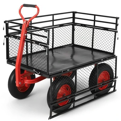 880/1400 Lbs Steel Garden Cart, Heavy Duty Steel Garden Dump Cart Utility Wagon With 10" Wheels Removable Sides For Farm Yard 10 880/1400 Lbs Steel Garden Cart, Heavy Duty Steel Garden Dump Cart Utility Wagon With 10" Wheels Removable Sides For Farm Yard - Image 8