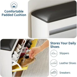 Shoe Storage Bench With Padded Seat Cushion, Shoe Cabinet For Entryway With 2 Tiers Flip Drawer, Shoe Organizer And Rack, For Hallway, Bedroom 13 Shoe Storage Bench With Padded Seat Cushion, Shoe Cabinet For Entryway With 2 Tiers Flip Drawer, Shoe Organizer And Rack, For Hallway, Bedroom -House Beautiful GUEST 00dec3a5 51ca 4d50 b894 60b37bf7d24e