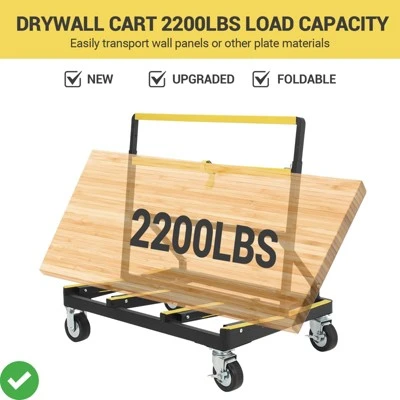 Foldable Dolly 2200 Lbs Capacity With Rubber Swivel Casters Folding Drywall Panel Cart Heavy Duty 4 Foldable Dolly 2200 Lbs Capacity With Rubber Swivel Casters Folding Drywall Panel Cart Heavy Duty - Image 2