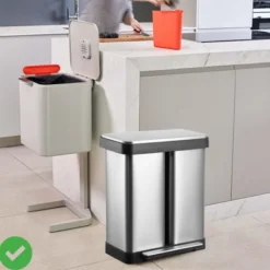 16 Gallon Dual Trash Can 30L+30L Stainless Steel Soft Close Dual Garbage & Recycle Bin -House Beautiful GUEST 0182fad5 3cdc 43c3 af95 c0b97bdc0a04