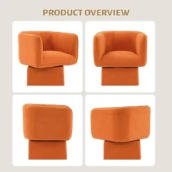 Modern Velvet Swivel Barrel Accent Chair – 360° Rotating Lounge Chair With Ergonomic Design For Living Room, Bedroom & Reading Nook, Orange -House Beautiful GUEST 0197c514 785d 42d9 930c fcdd15fd879f