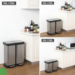 Kitchen Trash Can 2 X 7.93 Gal (2 X 30L) Dual Trash Can With Recycle Bin Stainless Steel Garbage Can -House Beautiful GUEST 01dcbefc f88a 48ad 8ca2 715de50f08b6