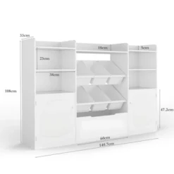 Kids Toy Storage Organizer With 6 Removable Toy Bins, 4-Tier Toy Organizers Kid Bookshelf And Toy Storage For Study Room, Big