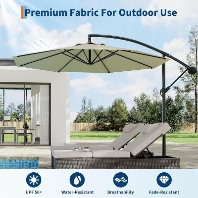 10FT Patio Umbrella,Cantilever Umbrella With Easy Lift & Tilt Adjustment,8 Ribs Sun Umbrella For Backyard 6 10FT Patio Umbrella,Cantilever Umbrella With Easy Lift & Tilt Adjustment,8 Ribs Sun Umbrella For Backyard - Image 4
