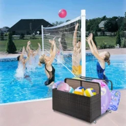 Pool Storage Bin, Rolling Poolside Float Storage With Towel Rack And Wheels, PE Rattan Mesh Organizer 17 Pool Storage Bin, Rolling Poolside Float Storage With Towel Rack And Wheels, PE Rattan Mesh Organizer -House Beautiful GUEST 0293a5ad 78ec 4607 a7dd b27f29b51642
