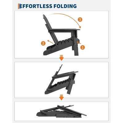 Folding Adirondack Chairs, HDPE Plastic Outdoor Chairs With Wood Texture - 380Lbs & Weather Resistant 5 Folding Adirondack Chairs, HDPE Plastic Outdoor Chairs With Wood Texture - 380Lbs & Weather Resistant - Image 3