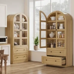 72" Tall Arched Kitchen Pantry Cabinet, Farmhouse Pantry Storage Cabinet With 2 Drawers & Glass Door, Freestanding Versatile Pantry Cabinets 18 72" Tall Arched Kitchen Pantry Cabinet, Farmhouse Pantry Storage Cabinet With 2 Drawers & Glass Door, Freestanding Versatile Pantry Cabinets -House Beautiful GUEST 036f5416 d9d8 4291 846d 353644cea834 1