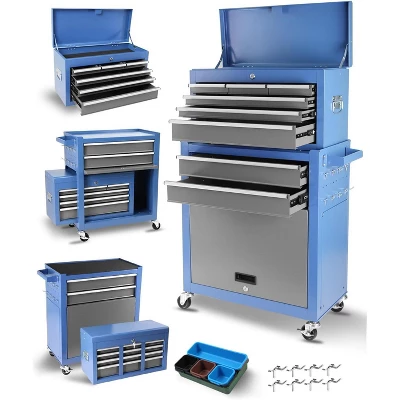 Tool Chest With 8 Drawers, 2-in-1 Mobile Steel Tool Cabinet Storage With Wheels & Lock, Tool Chest Organizer For Garage, Workshop, Home Crafts Use 3 Tool Chest With 8 Drawers, 2-in-1 Mobile Steel Tool Cabinet Storage With Wheels & Lock, Tool Chest Organizer For Garage, Workshop, Home Crafts Use