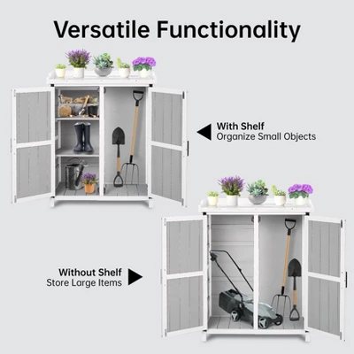 Outdoor Cabinet With Metal Tabletop Garden Potting Bench Table 5 Outdoor Cabinet With Metal Tabletop Garden Potting Bench Table - Image 3