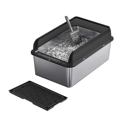 XL Stainless Steel Litter Box With Lid, Litter Box For Big Cats With Sifter Scoop And Double Layer Litter Mat, 8" Deep Metal Cat Litter Box 9 XL Stainless Steel Litter Box With Lid, Litter Box For Big Cats With Sifter Scoop And Double Layer Litter Mat, 8" Deep Metal Cat Litter Box - Image 7