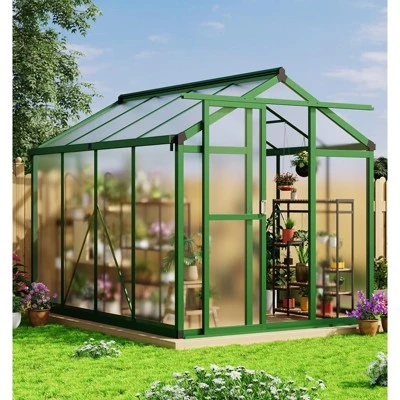6x8 FT Large Aluminum Greenhouses Heavy Duty Polycarbonate Walk-in Green Houses With Roof Vent For Winter Garden 10 6x8 FT Large Aluminum Greenhouses Heavy Duty Polycarbonate Walk-in Green Houses With Roof Vent For Winter Garden - Image 8