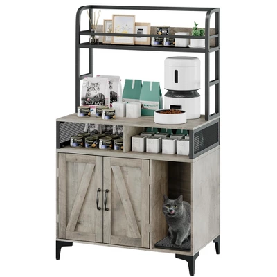 Cat Litter Box Enclosure With Shelves, Hidden Litter Box Cabinet With Open Compartment And Top Shelf 9 Cat Litter Box Enclosure With Shelves, Hidden Litter Box Cabinet With Open Compartment And Top Shelf - Image 7