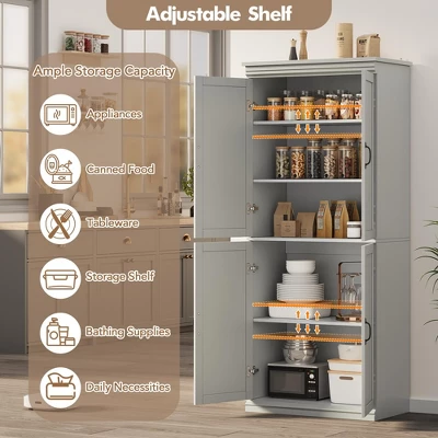 Pantry Cabinet,70" Tall Kitchen Pantry Cabinets With 2 Doors And 3 Adjustable Shelves, Freestanding Cupboard, Modern Storage Cabinet 6 Pantry Cabinet,70" Tall Kitchen Pantry Cabinets With 2 Doors And 3 Adjustable Shelves, Freestanding Cupboard, Modern Storage Cabinet - Image 4