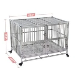 48 Inch Heavy Duty Dog Crate - Stainless Steel Kennel With Wheels, Double Door & Small Door Design, Removable Tray & Sturdy Locks, Silver 13 48 Inch Heavy Duty Dog Crate - Stainless Steel Kennel With Wheels, Double Door & Small Door Design, Removable Tray & Sturdy Locks, Silver -House Beautiful GUEST 05855638 4f6a 477d 8c57 73f3776c34b2