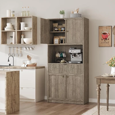 Kitchen Pantry Cabinet,70" Tall Pantry Storage Cabinet With Countertop For Dining Room 12 Kitchen Pantry Cabinet,70" Tall Pantry Storage Cabinet With Countertop For Dining Room - Image 10