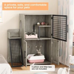 Modern Cat Litter Box Enclosure With Platform & Ladder – Double Layer Hidden Cat Washroom, 33.5" L X 17.9" W X 41.9" H, Grey 13 Modern Cat Litter Box Enclosure With Platform & Ladder – Double Layer Hidden Cat Washroom, 33.5" L X 17.9" W X 41.9" H, Grey -House Beautiful GUEST 0613f502 984b 4580 9a1f 472e5aab13d0