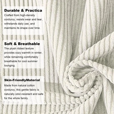 Convertible Corduroy Sleeper Sofa Bed, 3-Seater Folding Futon Couch With Fixed Frame, King Size Fold Out Floor Sofa, No Assembly Couch 7 Convertible Corduroy Sleeper Sofa Bed, 3-Seater Folding Futon Couch With Fixed Frame, King Size Fold Out Floor Sofa, No Assembly Couch - Image 5