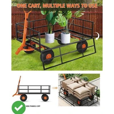 Heavy Duty Steel Garden Cart 1200 LBS Capacity 3 In 1 Pullable Garden Wagon With 13" Wheels For Gardening Soil Tools & Plant Transport 8 Heavy Duty Steel Garden Cart 1200 LBS Capacity 3 In 1 Pullable Garden Wagon With 13" Wheels For Gardening Soil Tools & Plant Transport - Image 6