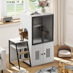 Cat Litter Box Enclosure For 2 Cats And Doors,Double Cat House With Storage Space -House Beautiful GUEST 074df860 cc67 4cb3 a1d9 fad73c63596c