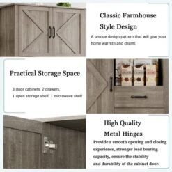 Kitchen Pantry Cabinet With 2 Drawers And Open Shelves, Tall Freestanding Kitchen Hutch With Microwave Stand For Dining Room -House Beautiful GUEST 08684d7b 96fc 415c b936 a8658a5b6c31 1