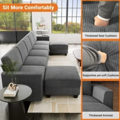 7-Seat Modular Sectional Sleeper Sofa With Storage Ottomans, U Shaped Convertible Couch For Apartment Or Home -House Beautiful GUEST 087872b5 30b9 4e7c a505 918fb1802b92