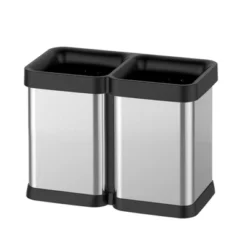 2×5.3 Gallon (20L) Dual Compartment Open Top Trash Can, Fingerprint Proof Brushed Stainless Steel, Anti-Slip Base, Garbage Bag Fixing Holes, Silver 17 2×5.3 Gallon (20L) Dual Compartment Open Top Trash Can, Fingerprint Proof Brushed Stainless Steel, Anti-Slip Base, Garbage Bag Fixing Holes, Silver -House Beautiful GUEST 08be4a56 50c4 4f3b a366 3e2d1bba314c