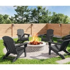 Folding Adirondack Chairs Set Of 4, HDPE Plastic Outdoor Chairs With Wood Texture - 380Lbs & Weather Resistant -House Beautiful GUEST 08d2705c 425a 4444 838c edf104fdbae7