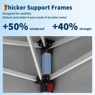 10'x10' Pop-Up Canopy Tent With 3 Sidewalls – Waterproof & UV Resistant Outdoor Gazebo, Easy-Up Sun Shade Shelter For Parties, Events, Black 5 10'x10' Pop-Up Canopy Tent With 3 Sidewalls – Waterproof & UV Resistant Outdoor Gazebo, Easy-Up Sun Shade Shelter For Parties, Events, Black - Image 3