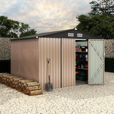 8x10 FT Metal Storage Sheds Outdoor, Metal ToolShed With Lockable Door 3 8x10 FT Metal Storage Sheds Outdoor, Metal ToolShed With Lockable Door