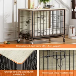 Dog Crate Furniture For Medium Dogs, 32.5" L X 21.9" W X 25.2" H Indoor Kennel With Double Doors, Wheels & Removable Tray 16 Dog Crate Furniture For Medium Dogs, 32.5" L X 21.9" W X 25.2" H Indoor Kennel With Double Doors, Wheels & Removable Tray -House Beautiful GUEST 09f5b1c4 9a40 48c3 953a ab569a858656