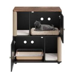 Double Layer Cat Litter Box Enclosure For 2 Cats, Hidden Litter Box Furniture With Cat Scratching Post And Board, 2 Story Wooden Cats Washroom Or Bed -House Beautiful GUEST 0a025a5f f29a 431c 911a 5f2af0baa411
