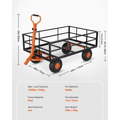 Heavy Duty Steel Garden Cart, 500 LBS Capacity 3 In 1 Pullable Garden Wagon With 10" Wheels, For Gardening Soil, Tools, And Plant Transport 6 Heavy Duty Steel Garden Cart, 500 LBS Capacity 3 In 1 Pullable Garden Wagon With 10" Wheels, For Gardening Soil, Tools, And Plant Transport - Image 4