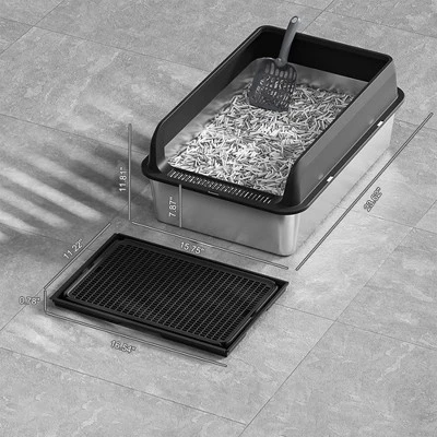 XL Stainless Steel Litter Box With Lid, Litter Box For Big Cats With Sifter Scoop And Double Layer Litter Mat, 8" Deep Metal Cat Litter Box 3 XL Stainless Steel Litter Box With Lid, Litter Box For Big Cats With Sifter Scoop And Double Layer Litter Mat, 8" Deep Metal Cat Litter Box