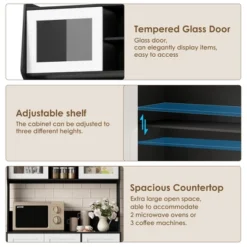 67" Tall Kitchen Hutch Storage Cabinet, Farmhosue Coffee Bar Cabinet With 3 Drawers And LED Lights, Freestanding Food Pantry With Countertop 19 67" Tall Kitchen Hutch Storage Cabinet, Farmhosue Coffee Bar Cabinet With 3 Drawers And LED Lights, Freestanding Food Pantry With Countertop -House Beautiful GUEST 0a472a5f 8e71 41ae 899e 792168f7d193