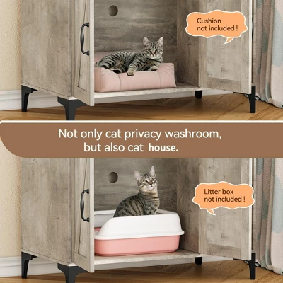 Hidden Cat Litter Box Enclosure Furniture With Shelf Storage And 2 Doors 5 Hidden Cat Litter Box Enclosure Furniture With Shelf Storage And 2 Doors - Image 3