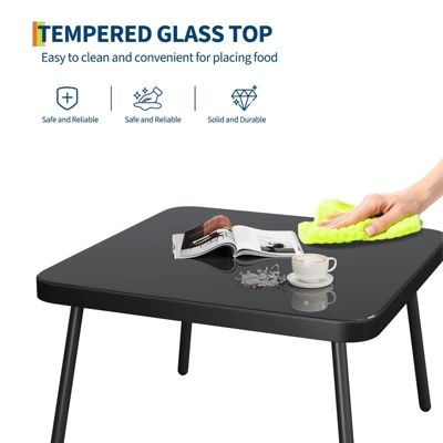 4 Piece Patio Sofa Set With Loveseat, Two Wicker Chairs And Glass Coffee Table, Outdoor Furniture Set For Balcony And Garden 8 4 Piece Patio Sofa Set With Loveseat, Two Wicker Chairs And Glass Coffee Table, Outdoor Furniture Set For Balcony And Garden - Image 6