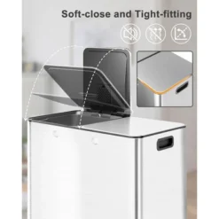 2x8 Gallon (30L) Stainless Steel Dual Compartment Trash Can, Step On Pedal, Soft Close Lid, Brushed Finish, Silver For Kitchen Recycling 13 2x8 Gallon (30L) Stainless Steel Dual Compartment Trash Can, Step On Pedal, Soft Close Lid, Brushed Finish, Silver For Kitchen Recycling -House Beautiful GUEST 0bd320c9 1d11 4c4d b35b a157e628b56a