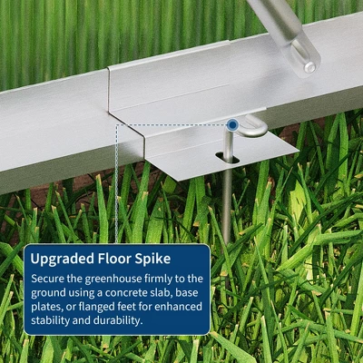 6x6FT Walk In Polycarbonate Greenhouses With Enhanced Aluminum Frame And Roof Vent For Outdoors And Seasons Garden Planting Silver 9 6x6FT Walk In Polycarbonate Greenhouses With Enhanced Aluminum Frame And Roof Vent For Outdoors And Seasons Garden Planting Silver - Image 7