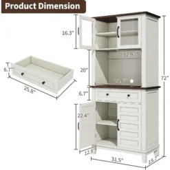 72" Pantry Cabinet With Storage Drawers,Tall Kitchen Pantry Storage Cabinet With 2 Glass Doors 12 72" Pantry Cabinet With Storage Drawers,Tall Kitchen Pantry Storage Cabinet With 2 Glass Doors -House Beautiful GUEST 0ccdef34 0227 4f3c 9617 54a9ed34e194