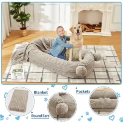 Large Size Dogs Bed, XL Washable Pet Bed With Faux Fur Bolster, Removable Cover Calming Round Bed -House Beautiful GUEST 0d46559d bda1 4f32 81c4 98f6168e4118