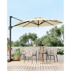 10FT Cantilever Patio Umbrella With Cross Base 360° Rotation Market Outdoor Umbrella For Patio