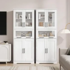Pantry Cabinet, Tall Bathroom Storage Cabinet With Glass Doors And Adjustable Shelf 17 Pantry Cabinet, Tall Bathroom Storage Cabinet With Glass Doors And Adjustable Shelf -House Beautiful GUEST 0f16efac 20f3 4b22 8af0 a6d150063ff0