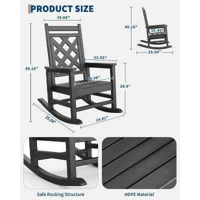 Oversized Rocking Chair Outdoor,HDPE Adirondack Rocking Chair With Wood Texture - 380Lbs & Weather Resistant For Deck, Patio 3 Oversized Rocking Chair Outdoor,HDPE Adirondack Rocking Chair With Wood Texture - 380Lbs & Weather Resistant For Deck, Patio