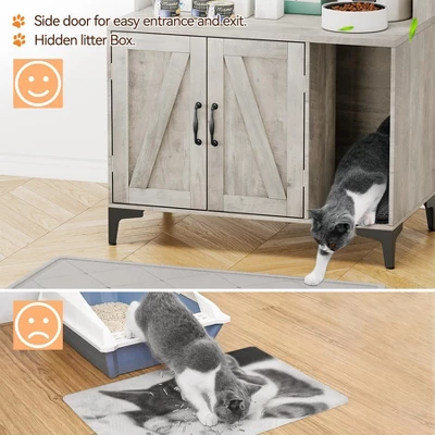 Cat Litter Box Enclosure With Shelves,Hidden Cat Box Cabinet Furniture With Scratching Mat,Wood Sturdy Cat Washroom Storage, Indoor Cat House 7 Cat Litter Box Enclosure With Shelves,Hidden Cat Box Cabinet Furniture With Scratching Mat,Wood Sturdy Cat Washroom Storage, Indoor Cat House - Image 5