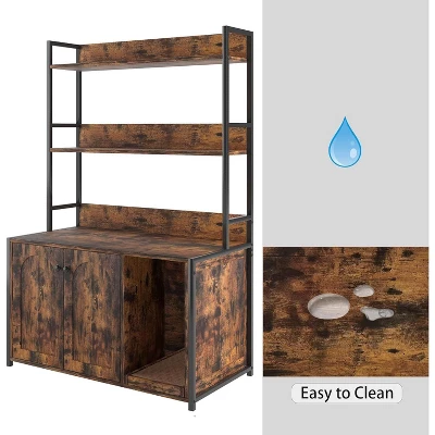 Cat Litter Box Enclosure With 2 Storage Shelves, Hidden Cat Furniture Cabinet With Double Doors, Scratch Pad, Indoor Cat House & Bookshelf Design 7 Cat Litter Box Enclosure With 2 Storage Shelves, Hidden Cat Furniture Cabinet With Double Doors, Scratch Pad, Indoor Cat House & Bookshelf Design - Image 6