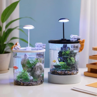 Mini Fish Tank Kit 6Pcs Goldfish Betta Fish Tank With Silent Filter Oxygen Generator Desktop Aquarium For Home Office 9 Mini Fish Tank Kit 6Pcs Goldfish Betta Fish Tank With Silent Filter Oxygen Generator Desktop Aquarium For Home Office - Image 7