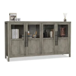 Sideboard Buffet Cabinet With 4 Glass Doors, 55" Buffet Table Coffee Bar Wine Bar Display Cabinet -House Beautiful GUEST 10dfb97a f163 4127 9aaa c90dcbcc37be