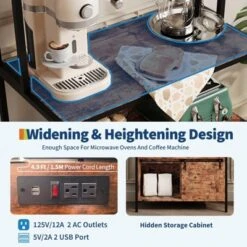 5 Tier Industrial Baker's Rack With Power Outlets, 63'' Tall Microwave Oven Stand With Cabinets & Open Shelves -House Beautiful GUEST 110300c6 a779 4241 bf22 821e6522cf4e