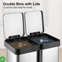 Kitchen Trash Can 2 X 7.93 Gal (2 X 30L) Dual Trash Can With Recycle Bin Stainless Steel Garbage Can -House Beautiful GUEST 11472e21 7b69 4173 b88f 9825ec49914f